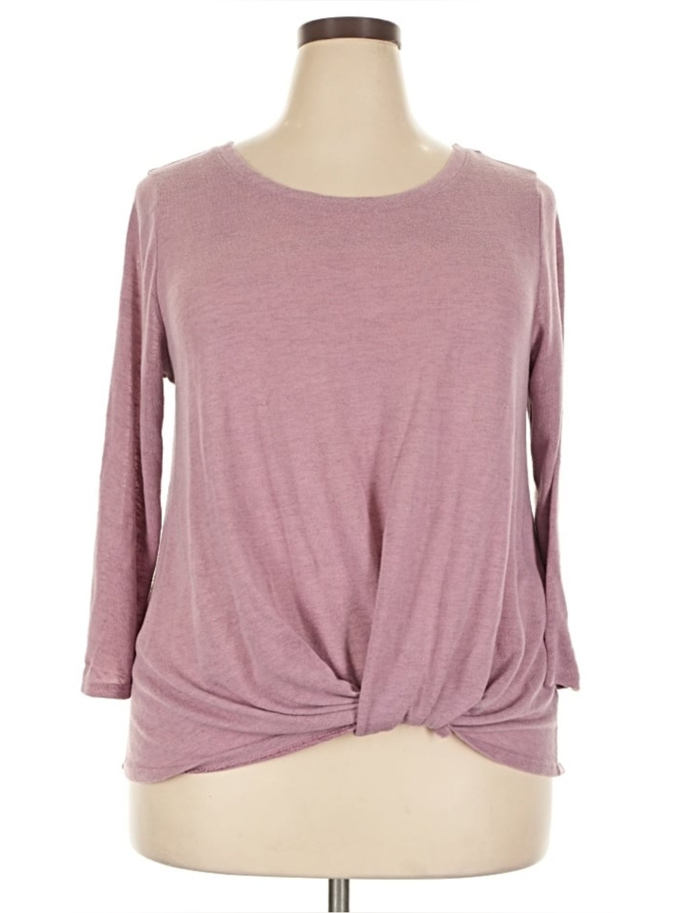 Lynn Ryan Dusty Lilac Purple Twist Front Plus Size Lightweight Pullover Sweater